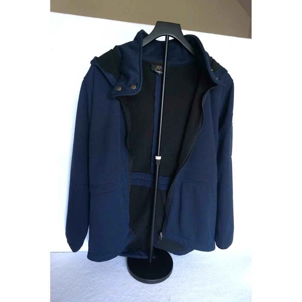 Elements Athleisure Navy Blue Fleece Lined Softshell Hooded Jacket L, WT133-01